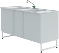 Мойка лабораторная химическая ЛК-1500 СМС-ПВ (2 раковины, 1 смеситель)