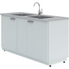 Мойка лабораторная металлическая ЛК-1500 СМС-Г (2 раковины, 1 смеситель)